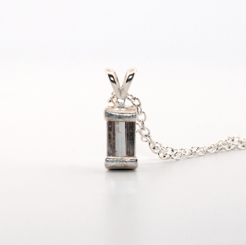 Natural BiColored Tourmaline Sterling Silver Necklace Nt52